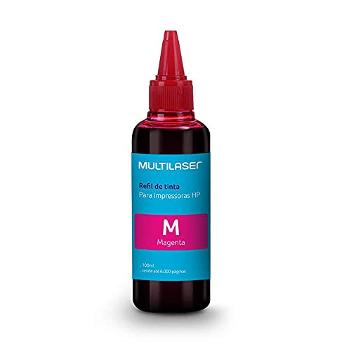 Refil de Tinta para Impressoras HP 100ml Cor Magenta, Multilaser, RF003