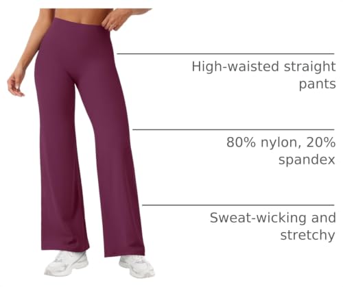 Image of YEOREO Ease Workout Leggings Womens Straight Leggings Eddiy Gym Yoga Pants | 29 inch /31.5 inch /33 inch /35 inch,No Front Seam,High Waist,Buttery,Booty Lifting,Wide Leg