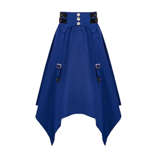 Pirate Skirt for Women Renaissance High Waisted Flowy Midi Skirt Asymmetrical Hem Flowy Fairy Gothic Skirts