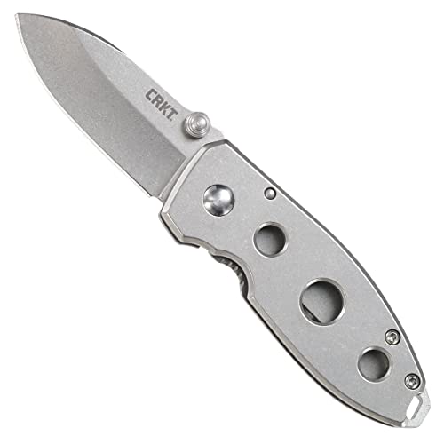 CRKT Squid Folding Pocket Knife: Compact EDC Straight Edge Utility Knife with Stainless Steel Blade and Framelock Handle with Stonewash Finish 2491