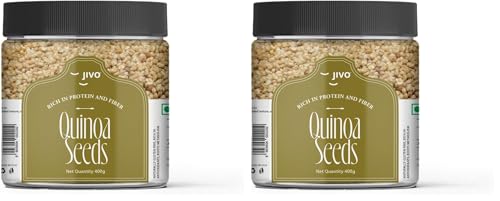 Image of Jivo Premium Quinoa Gluten Free | Gluten-Free | Saponin Free | High Protein & Fiber | Healthy Breakfast, Diet Food for Weight Management | 100% Wholegrain Cereal | Quinoa Jar 400g (Pack of 2)