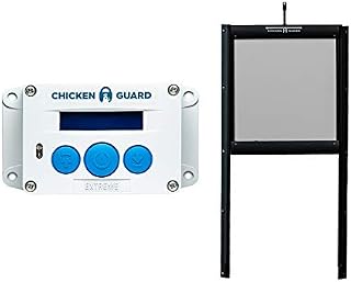 ChickenGuard® Extreme Automatic Chicken Coop Door Opener and Self Locking Door Kit, Predator resistant Pop Hole Door