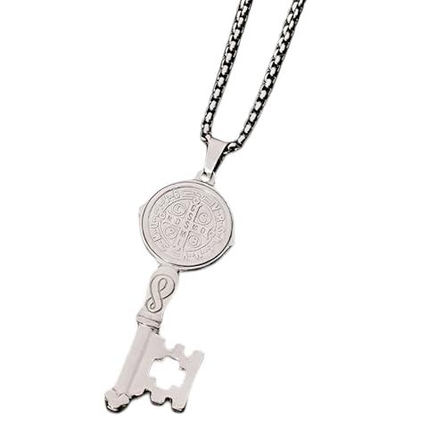 Collar De Productos Para Niñas Para Mujeres Y Hombres, Cadena De Cuentas De Bolas Con Colgante De Plata De Ley 925, Medallas De San, Medalla De San Benito, Medalla De San Benito