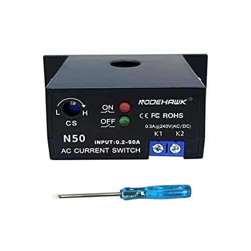 Current Sensing Relay AC Current Sensing Switch 0-50A Normally Open Current Sensor Monitoring Relay (N50)