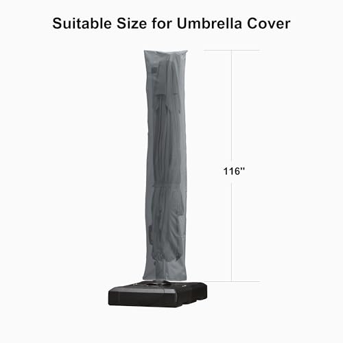 Image of PURPLE LEAF Outdoor Cantilever Umbrella Cover Easy Setup XL Size Grey