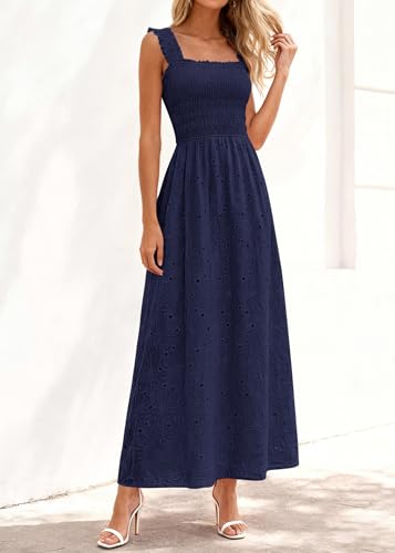 Image of KIRUNDO Summer Lace Dress for Women Eyelet Maxi Sundress