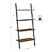 VASAGLE Ladder Shelf, 4-Tier Bookshelf, Storage Rack Shelves, for Living Room, Kitchen, Office, Steel, Stable, Sloping, Leaning Against The Wall, Industrial, Rustic Brown and Black