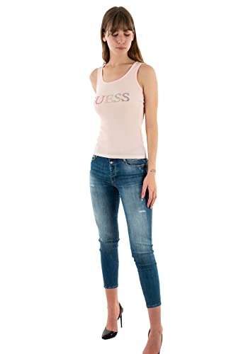 GUESS Débardeur cotelé Logo Strass Jeans - Femme