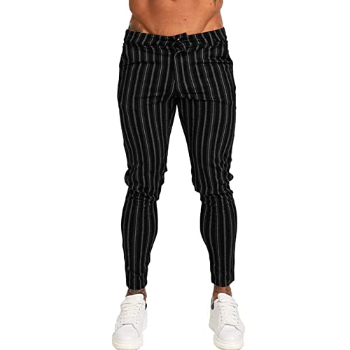 Maiyifu-GJ Mens Stripe Printed Dress Pants Stylish Flat Front Tapered Fit Long Pant Stretch Skinny Business Golf Trousers2