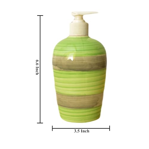 Image of Ceramic Liquid Soap Dispenser, 450 ml, Muddy Green | Refillable Pump Bottle for Hand Wash, Lotion, Shampoo & Kitchen Use, 2 Pieces