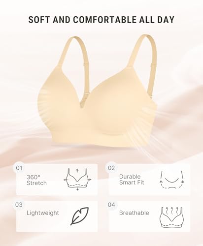 Image of FeelinGirl Wireless Supportive Bra for Women, Seamless Comfort Bralettes No Underwire Full Coverage Everyday Bras