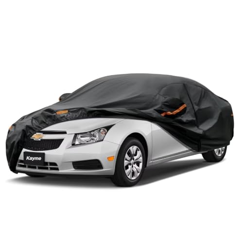 Kayme Sedan Car Cover Fit for Chevrolet Cruze (2010-2025) Automobiles All Weather Waterproof, Outdoor Cover Sun Rain Protection, with Lock and Zipper