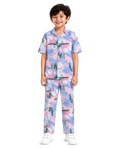 Image of 3BROS Unisex Pure Cotton Short Sleeve Kids Night Dress for Boys & Girls Nightwear /Sleepsuit /Sleepwear /Loungewear Night Suit for Boys and Girls Top and Pyjama Combo Set