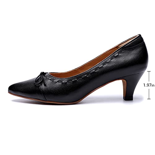 Image of Mona flying Women's Leather Elegant Bowknot Pointed Toe Dress Pumps Heels