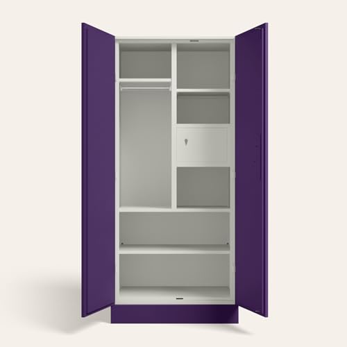 Image of Interio by Godrej Aceline 2-Door Digital Printed Steel Almirah | Textured Magic Purple Wardrobe for Clothes, 1-Year Warranty, 1 Half Locker, 5 Shelves