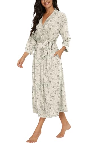 Image of VINTATRE Women Robes Long Knit Bathrobe Lightweight Soft Bath Robe with Pockets