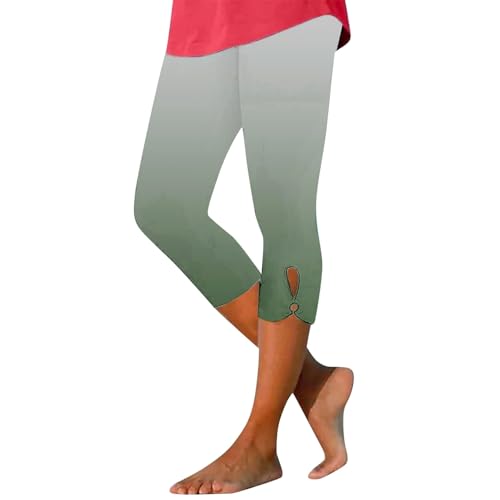 Cexiakong Leggings de compresión para mujer, degradado de color, opacos, cintura alta, pantalones de yoga, push up, pantalones deportivos, transpirables, largos, para playa, ropa informal, O Verde, M