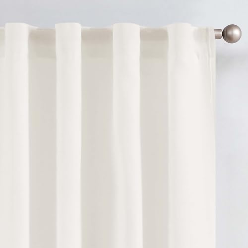 Image of jinchan Lined Linen Curtains Privacy Back Tab 38x108 Inch 2 Panels White