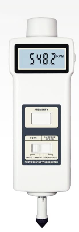 Multifunctional Tachometer Rotative Velocity Tester Meter Digital Photo Tachometer Wind Speed Measuring Instrument with Laser Tach Detecting Distance 50 to 600mm Resolution 0.01/0.1/1