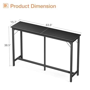ODK 63 inch Bar Table Bar Height Pub Table Counter Height Bar Table Rectangular High Top Kitchen Dining Counter Tables with Sturdy Legs Easy to Clean Top Indoor use Black