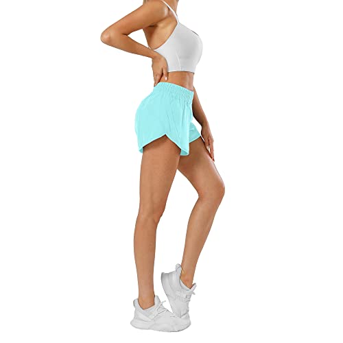 Image of Aurefin Athletic Shorts for Women,Women's Quick Dry Workout Sports Active Running Track Shorts with Elastic and Zip Pockets