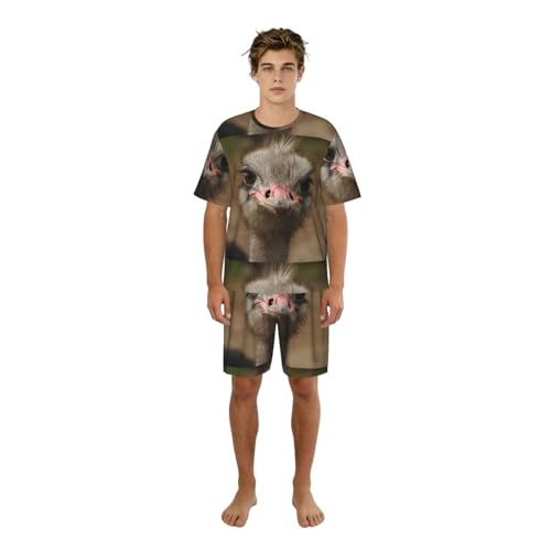 Pijama de dos piezas para hombre con bolsillos y un cómodo diseño transpirable