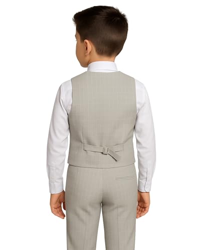 SIRRI Boys Cotton Double-Breasted Vest Suit 4 PC Set Page Boy Formal Outfit2