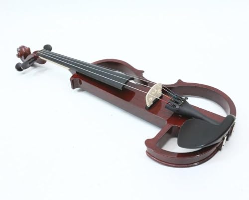 Image of Vetimobato Electric Violin 4 /4 Full Size Solid Wood Silent Violin Set for Adults Beginner Practice Electric Fiddle with Ebony Fittings Hard Case & Bow(4 String Burgundy)