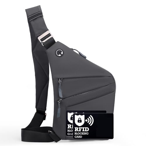 Image of Anti Theft Crossbody Bags for Women Men, Multi-Pocket Shoulder Bag, Slim Sling Bags with 2 RFID Blocking Card