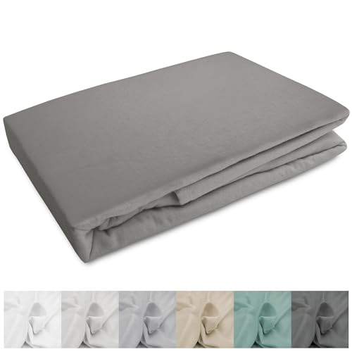 Darymex Biber Spannbetttuch - 140 x 200 cm - Flanell Spannbettlaken - Baumwolle - für Matratzenhöhe bis 20 cm - Warm - Weich - Grau