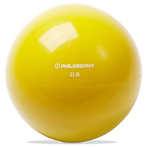 Philosophy Gym Toning Ball, 2 LB, Yellow - Soft Weighted Mini Medicine Ball
