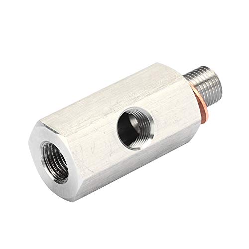 Adapter Ersatz-Ting 1/8 Zoll NPT Öldrucksensor T-Stück auf M10 10x1, Yosoo0 Edelstahl Silber Stecker Adapter Turbo Supply Feed Line Gauge für Adapter