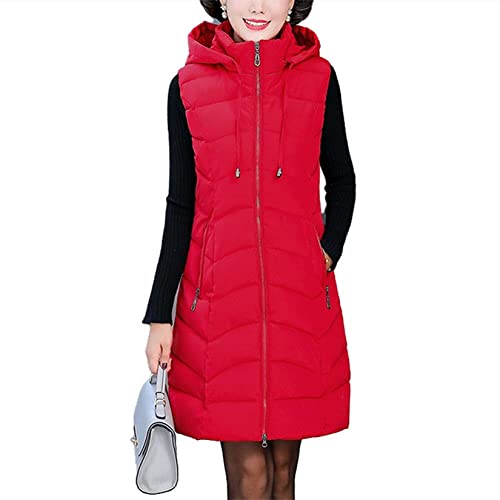 Steppweste Damen Lang Mit Kapuze | Ärmellose Winterjacke Elegant