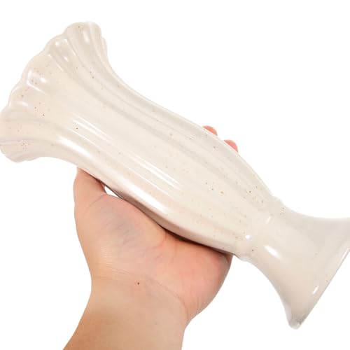 Jarrón conmemorativo de cerámica beige resistente para cementerio 5