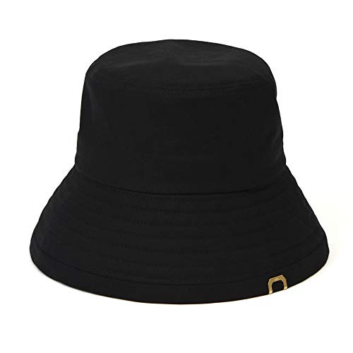 Undercontrol Vintage Bio Washed Cotton Fabric Gold Label Deep Long Brim Adjustable Four Seasons Bucket Hat Korea Safari Hat (Bio Black) #TOP1