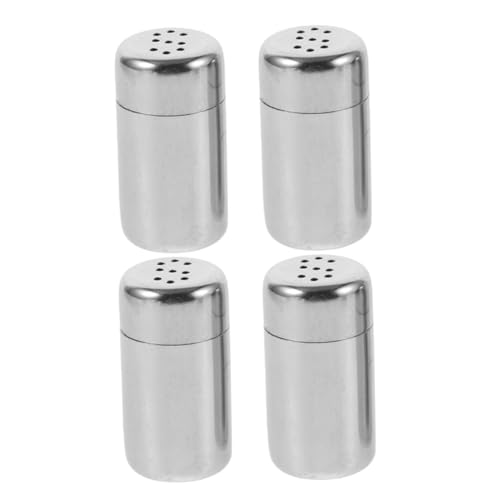 OKUMEYR 4 Piezas pimentero juego de saleros botella de pimienta almacenamiento de condimentos botella de sal Mini agitador de condimentos de acero inoxidable botella de condimento Silver