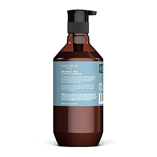 Theorie Sea Kelp And Mint Purifying Conditioner - Clarify & Strengthen - Suited For All Hair Types - Protects Color & Keratin Treated Hair, Pump Bottle 400Ml #TOP1
