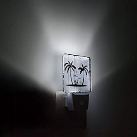 Summer Palm Tree Plug-in Night Light Lamp with Sensor,White Wooden Board Wall LED Nightlights Auto Dusk to Dawn Sensor… 3123C8dhs L. SS280