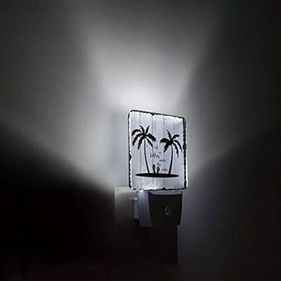 Summer Palm Tree Plug-in Night Light Lamp with Sensor,White Wooden Board Wall LED Nightlights Auto Dusk to Dawn Sensor… 3123C8dhs L. SS400