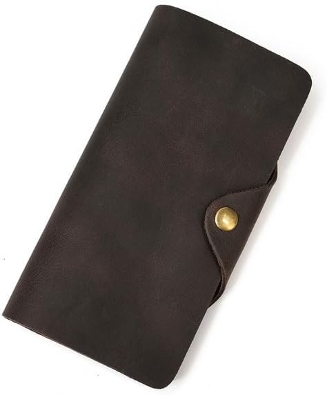 Men's Genuine Leather Wallet with Vintage Snap Closure Long With Multiple Card Slots