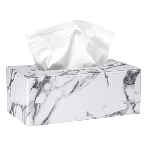 Portapañuelos de Papel Rectangular Caja de Servilletas PU Caja de Pañuelos de Papel para La Oficina en Casa Decoración de Coche Automotive Mármol de MengH-SHOP Cover