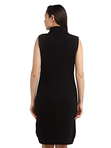 Image of Zink London Women's Black Solid Straight Short Dress