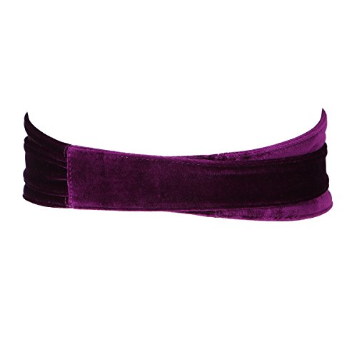 Shengweiao Women's Soft Velvet Wrap Around Self Tie Waist Belt (Purple)3