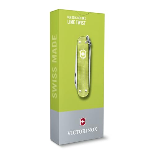 Image of Victorinox Classic SD Alox Swiss Army Knife, Compact, 5 Functions, Swiss Made Pocket Knife with Small Blade, Screwdriver and Key Ring - Lime Twist (Green)