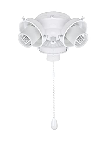 Image of Aspen Creative 22002-21, Three-Light Ceiling Fan Fitter Light Kit with Pull Chain, Painted White