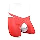 Bommi Fairy Herren Boxershorts sexy Unterwäsche Zweiteilige Shorts Symmetrische Ouvert Trunk Slip Offener Schritt Männer Erotik Höschen TangaVorne Offen Hinten Unterwäsche Lustige Strümpfe (Rot)