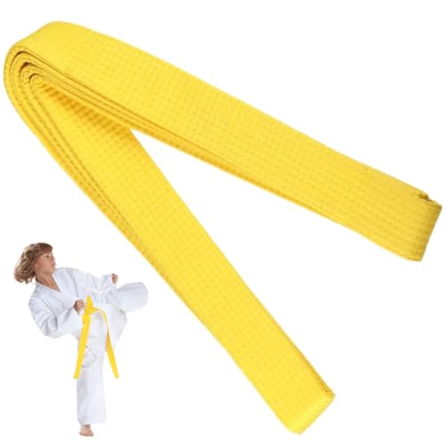 EIHI 1 Pieza 240cm judo karate deportes artes marciales cinturón taekwondo profesional aikido cinturón de poliéster niños adultos artes marciales karate（Amarillo）