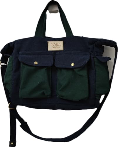 Image of ROUGH Canvas Cotton messenger bag.15'' Lap top. Large size 36x27x11 cm(12Ltr) Metal zipper closure. Allround pockets. Vintage look. Antique fittings.Sustainable