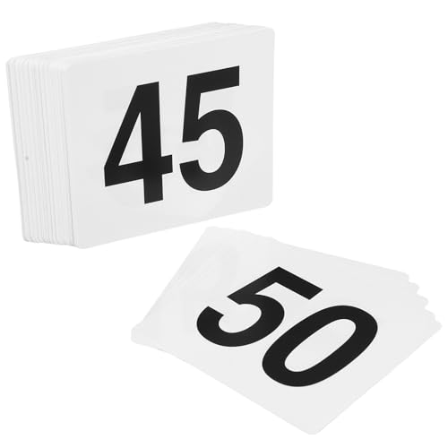 BESPORTBLE Cartes de Numéro de Table en Pvc Recto-verso 95x100 Mm, Numéros 1 à 50, Blanc Noir, pour Mariage, Restaurant, Bar et Réception