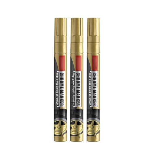 Yinhing Bolígrafo Reparador de Arañazos de Pintura para Coche, 3 Rotuladores Cromados de Alto Brillo con Reparación Automática de Arañazos, para Neumáticos de Coche, Metal, Fibra de